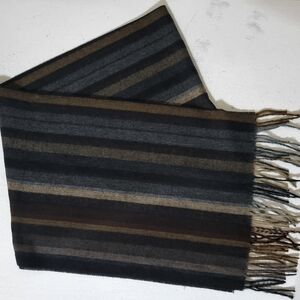 Made In Scotland 100% Cashmere Scarf Men Stripe Fringe NWOT